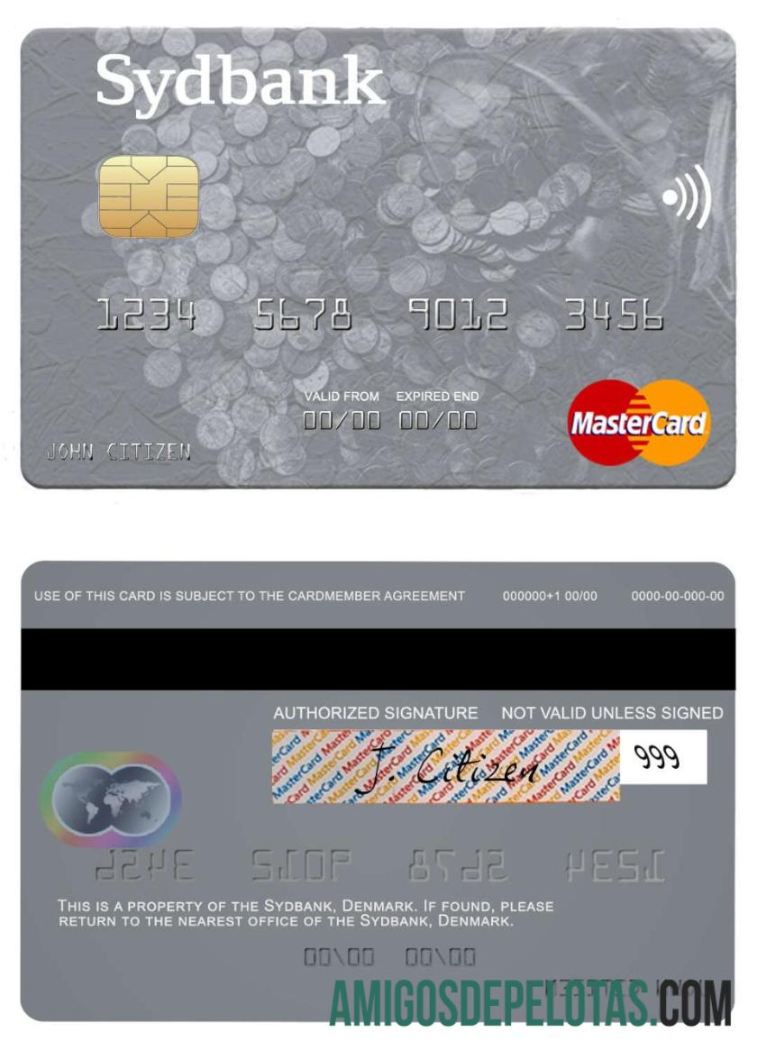 Dinamarca Sydbank Mastercard exemplo real